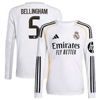 Jude Bellingham Los Merengues adidas Youth 2025/26 Home Replica Long Sleeve Jersey - White