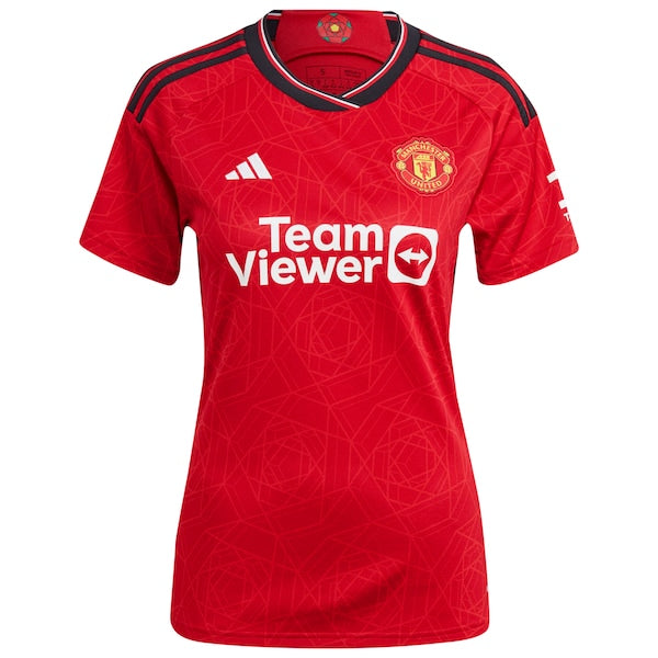 Bruno Fernandes Manchester United adidas Women's 2023/24 Home Replica Player Jersey - Red/Green