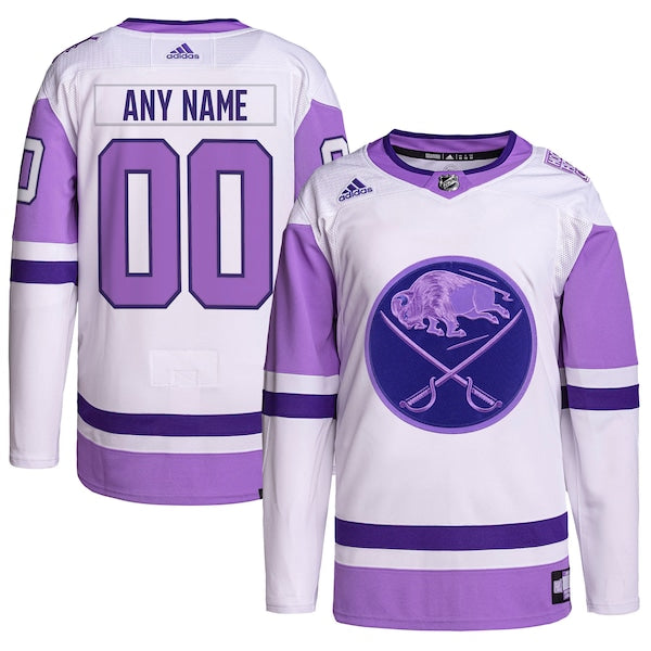 Buffalo Sabres adidas Hockey Fights Cancer Primegreen Authentic Custom Jersey - White/Purple