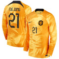 Frenkie de Jong Netherlands National Team Nike 2022/23 Home Breathe Stadium Replica Player Long Sleeve Jersey - Orange