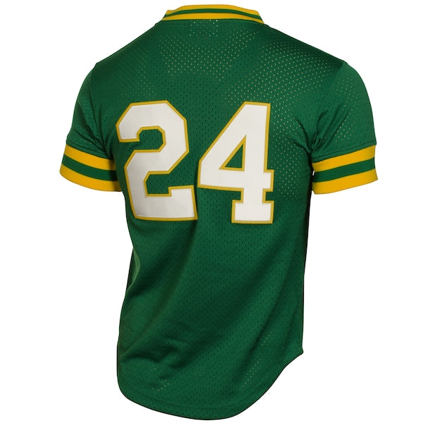 Rickey Henderson Oakland Athletics 1991 Cooperstown Mesh Batting Practice Jersey - Green