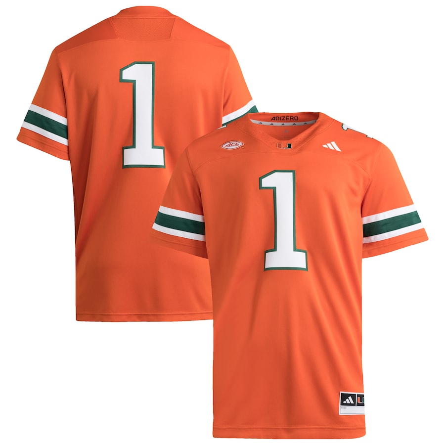 Men's adidas #1 Orange Miami Hurricanes Premier Jersey