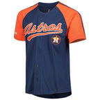 Houston Astros Stitches Button-Down Raglan Fashion Jersey - Navy