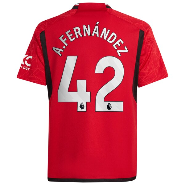 Alvaro Fernández Manchester United adidas Youth 2023/24 Home Replica Player Jersey – Red
