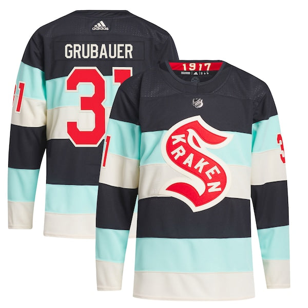 Philipp Grubauer Seattle Kraken adidas 2024 NHL Winter Classic Primegreen Authentic Player Jersey - Deep Sea Blue