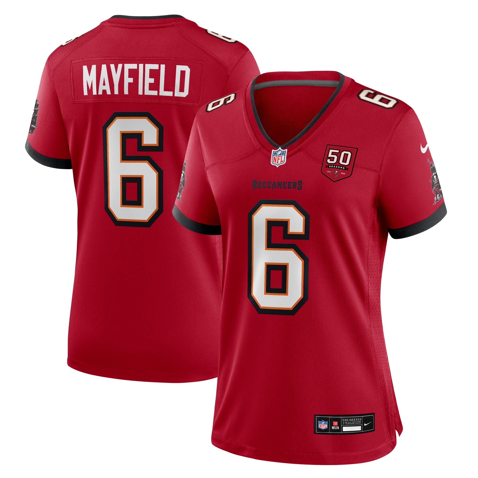 Baker Mayfield Tampa Bay Buccaneers Nike Women's 50th Season White Game Jersey - White/Red