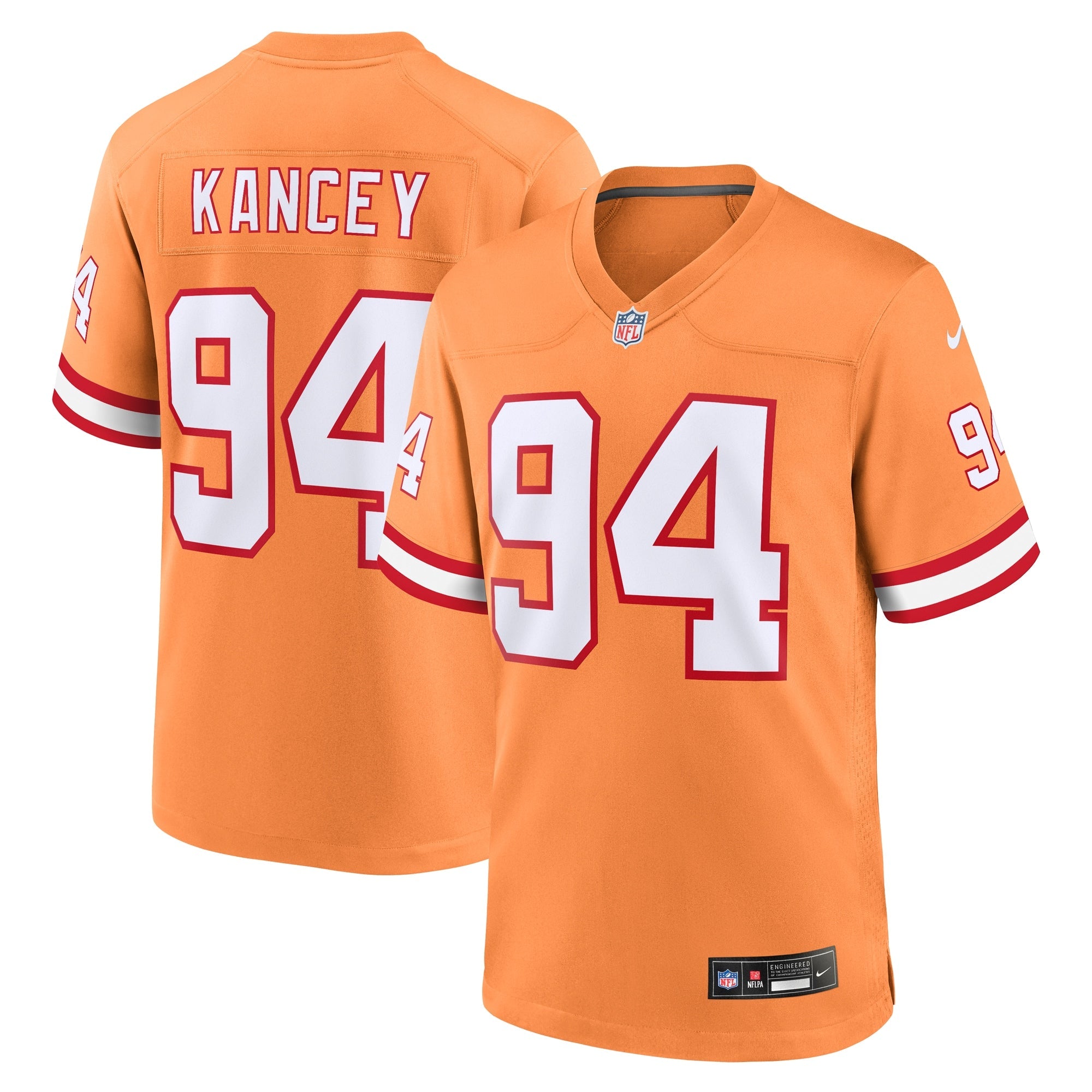 Calijah Kancey Tampa Bay Buccaneers Nike  Game Jersey -  White/Orange