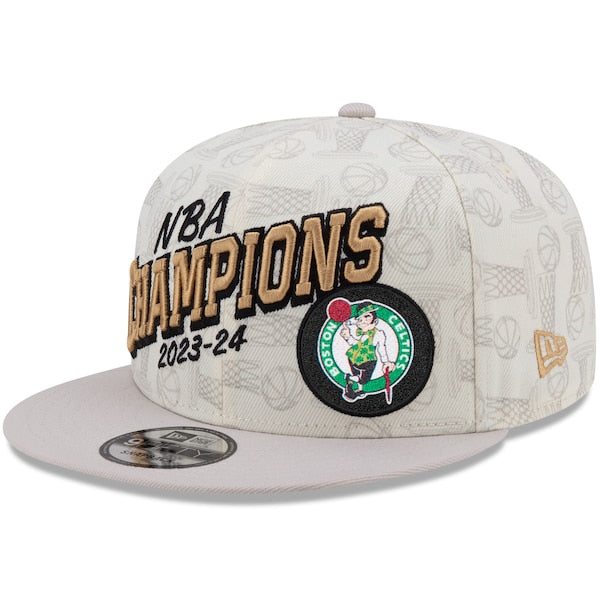 Boston Celtics New Era 2024 NBA Finals Champions Locker Room 9FIFTY Snapback Hat - Cream