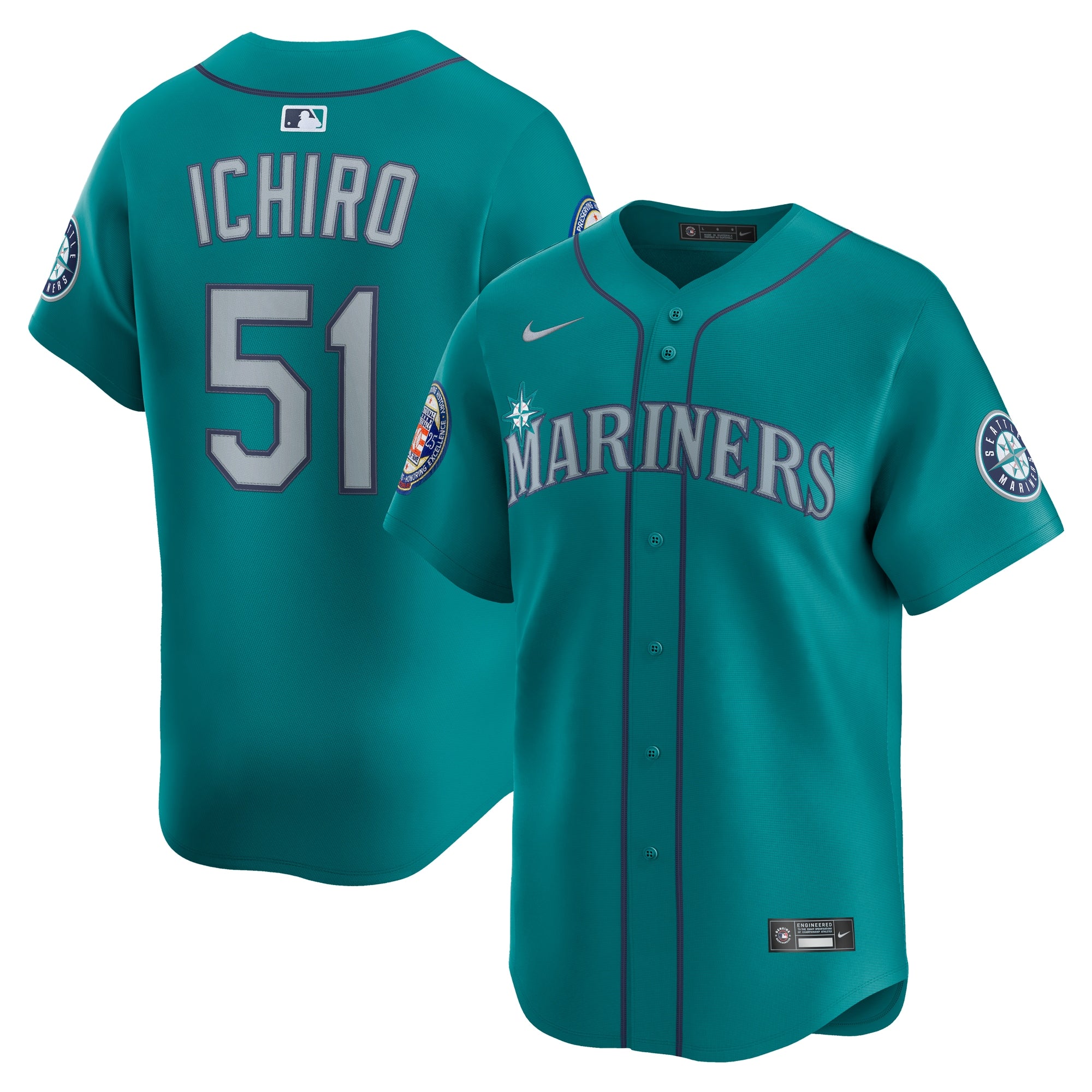 Ichiro Suzuki Seattle Mariners Nike 2025 National Baseball Hall of Fame Nike Home Limited Player Jersey - White/Aqua