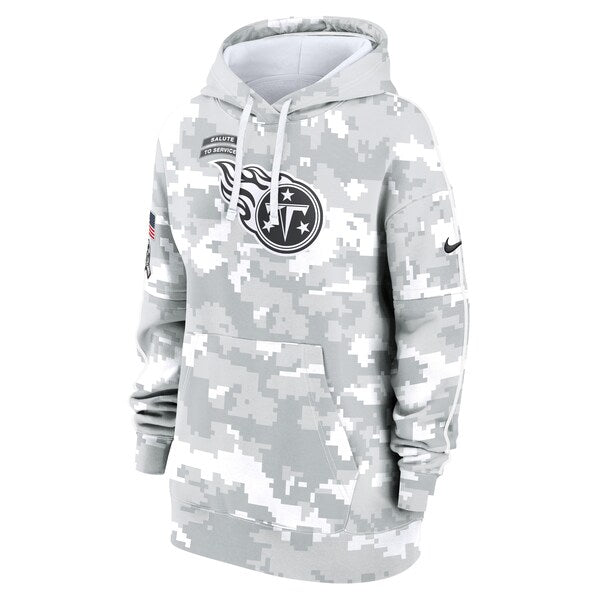 Tennessee Titans Nike Women's 2024 Salute To Service Club Fleece Pullover Hoodie - Arctic Camo