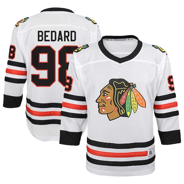 Connor Bedard Chicago Blackhawks Youth Away Replica Player Jersey - White/Red