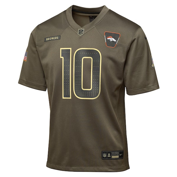 Bo Nix Denver Broncos Nike Youth 2025 Salute to Service Game Jersey - Olive