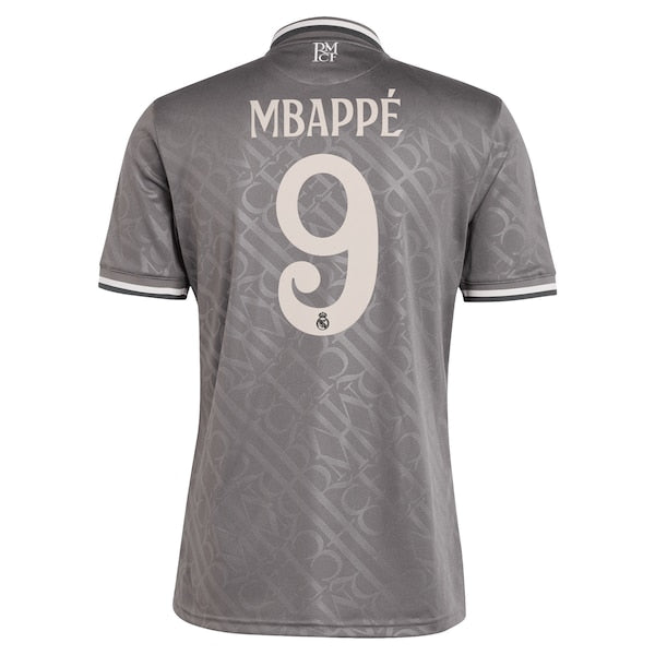 Kylian Mbappé Los Merengues adidas Originals 2024/25 Third Replica Player Jersey - Charcoal