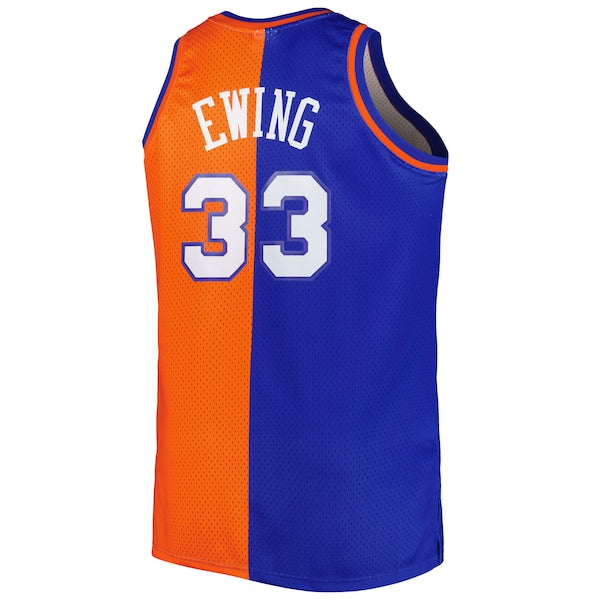 Patrick Ewing New York Knicks Big & Tall Hardwood Classics 1991/92 Split Swingman Jersey - Blue/Orange