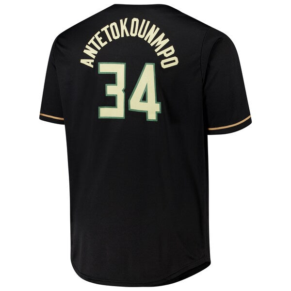 Giannis Antetokounmpo Milwaukee Bucks Profile Big & Tall Name & Number Button-Up Jersey - Black
