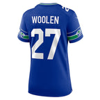 Tariq Woolen Seattle Seahawks Nike Women's Throwback Player Game Jersey - Royal/Navy/Neon Green