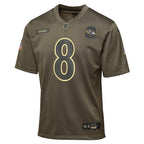Lamar Jackson Baltimore Ravens Nike Youth 2025 Salute to Service Game Jersey - Olive
