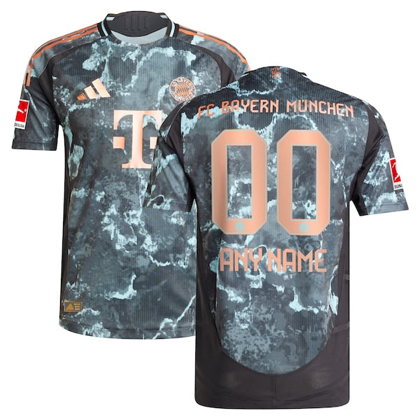 Bayern Munich adidas 2024/25 Away Authentic Custom Jersey - Black