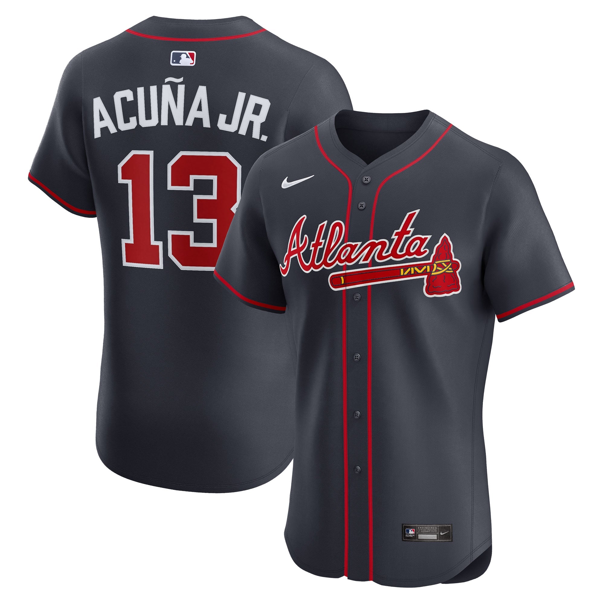 Ronald Acuña Jr. Atlanta Braves Nike Alternate 2 Elite Jersey - Red/White/Navy