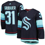 Philipp Grubauer Seattle Kraken adidas Home Primegreen Authentic Pro Player Jersey - Deep Sea Blue