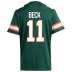 Men's adidas Carson Beck Miami Hurricanes Alternate NIL Football Player Jersey - Green/White