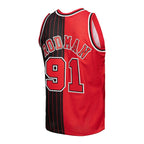 Dennis Rodman Chicago Bulls Hardwood Classics 1995/96 Split Swingman Jersey - Red/Black
