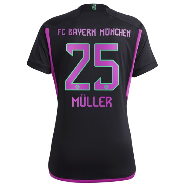 Thomas Müller Bayern Munich adidas Women's 2023/24 Away Replica Player Jersey - Black/White