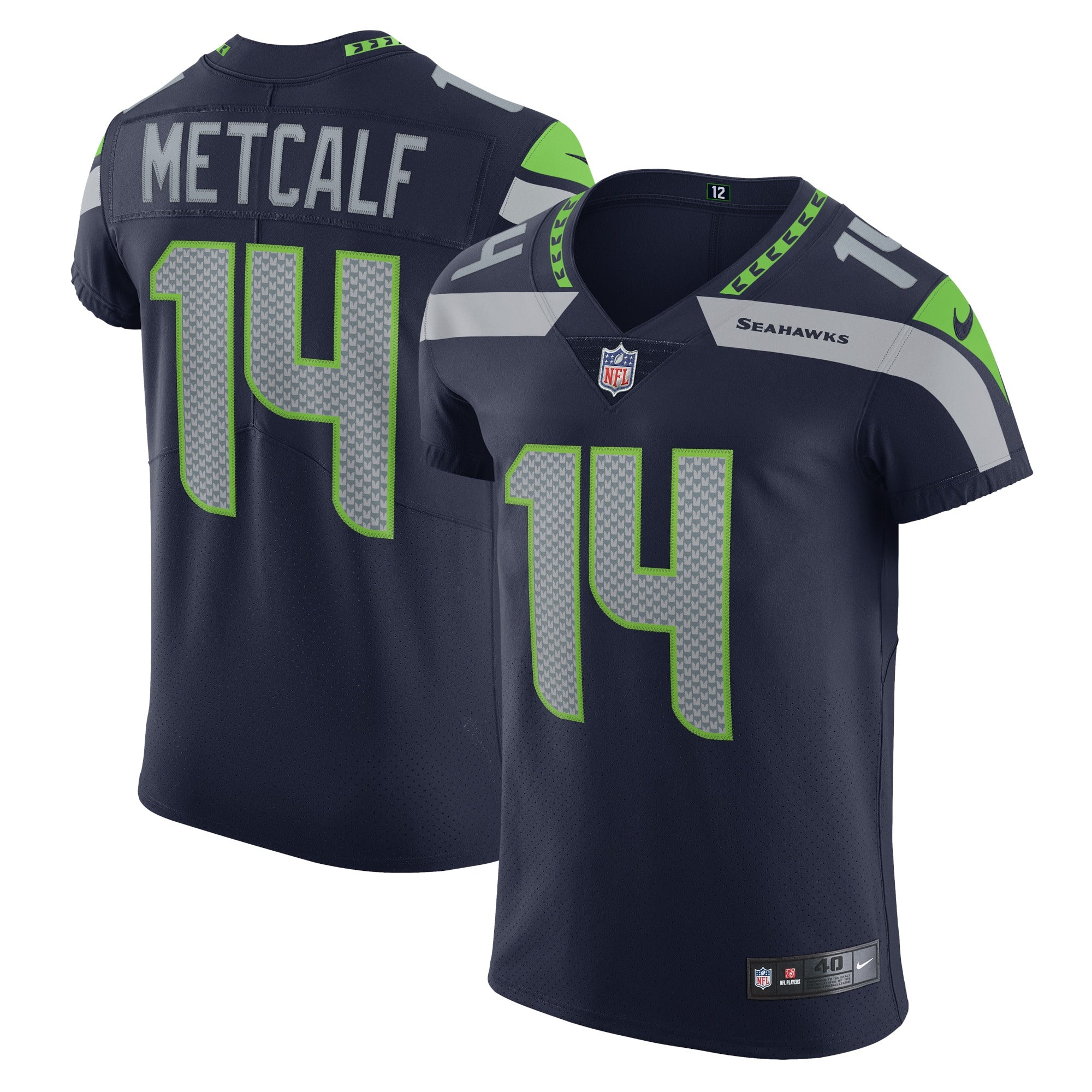 DK Metcalf Seattle Seahawks Nike Alternate Vapor Elite Player Jersey - Neon Green/Navy