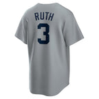 Babe Ruth New York Yankees Nike Road Cooperstown Collection Player Jersey - Gray/White