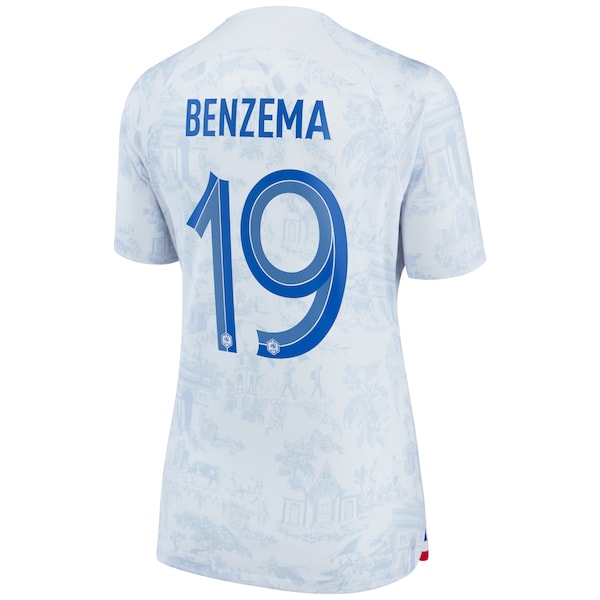 Karim Benzema France National Team Nike Women's 2022/23 Away Breathe Stadium Replica Player Jersey - White