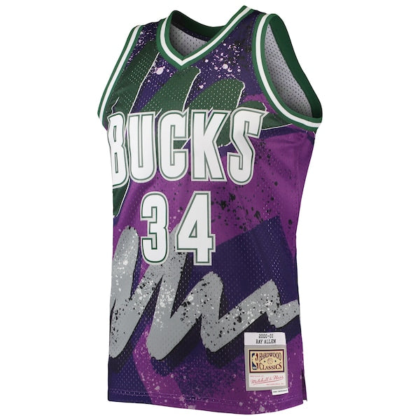 Ray Allen Milwaukee Bucks Hardwood Classics 2000/01 Hyper Hoops Swingman Jersey - Purple