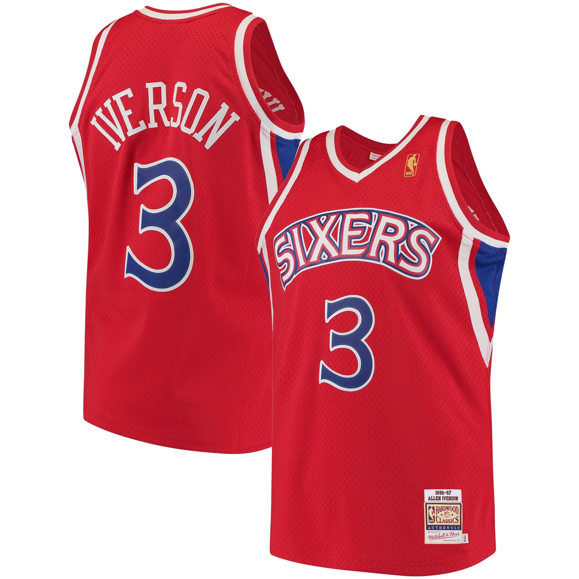 Allen Iverson Philadelphia 76ers 2003/04 Hardwood Classics Authentic Jersey - White/Black/Red