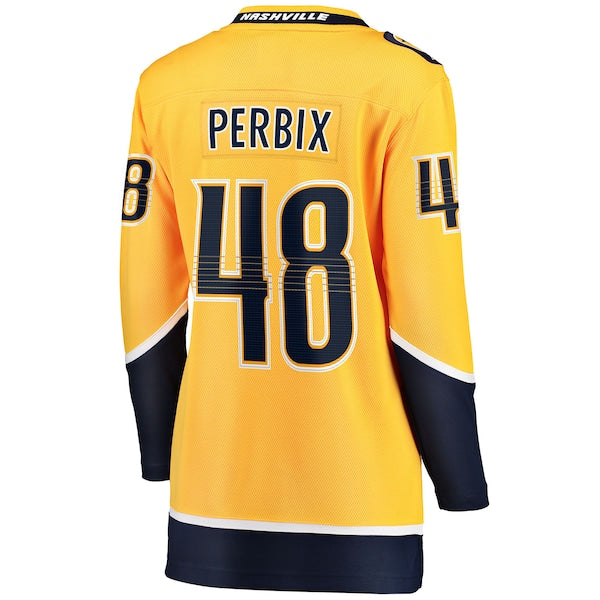 Nick Perbix Nashville Predators  Women's Home Breakaway Jersey - Gold