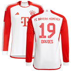 Alphonso Davies Bayern Munich adidas 2023/24 Home Replica Long Sleeve Jersey - White