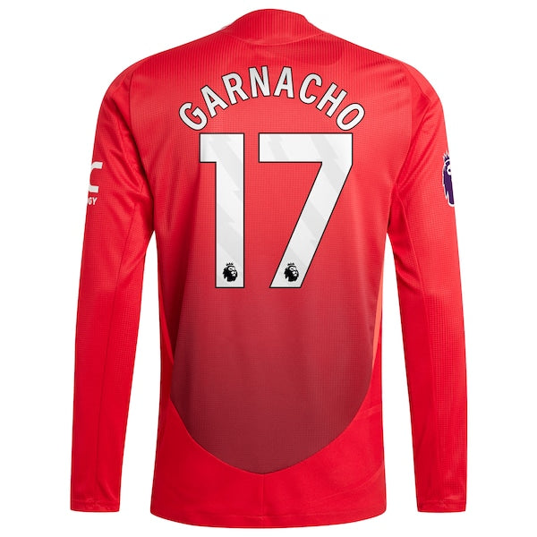 Alejandro Garnacho Manchester United 2024/25 Home Authentic Long Sleeve Player Jersey - Red
