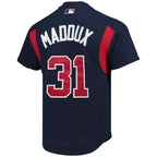 Greg Maddux Atlanta Braves Cooperstown Collection Mesh Batting Practice Button-Up Jersey - Navy