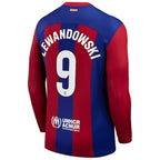 Robert Lewandowski Barcelona Nike 2023/24 Home Replica Long Sleeve Jersey - Royal