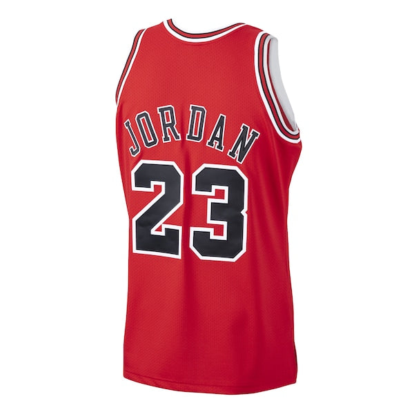 Men's Chicago Bulls Michael Jordan Scarlet 1997/98 Hardwood Classics Authentic Jersey- Scarlet/Black/White
