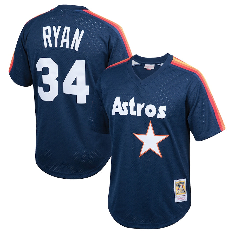 Nolan Ryan Houston Astros Youth Cooperstown Collection Mesh Batting Practice Jersey - Navy