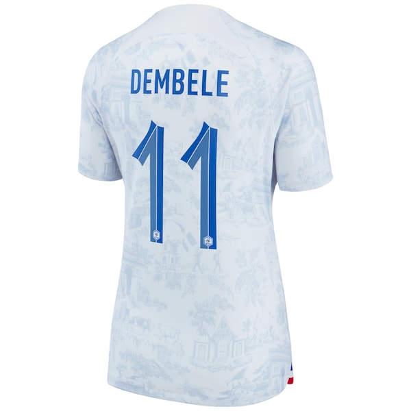 Ousmane Dembele France National Team Nike Women's 2022/23 Away Breathe Stadium Replica Jersey - White
