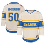 Jordan Binnington St. Louis Blues Youth 2025 NHL Winter Classic Premier Player Jersey - Cream