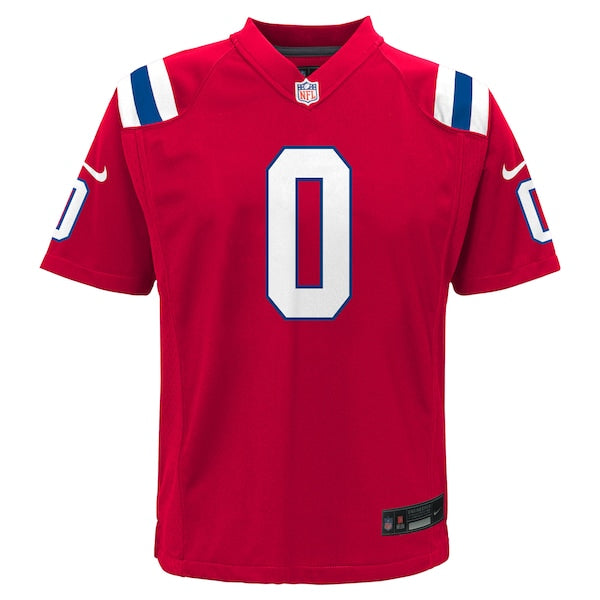 Christian Gonzalez New England Patriots Nike Youth Alternate Game Jersey - Red/Navy