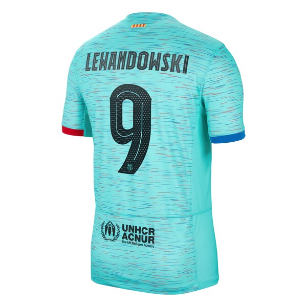 Robert Lewandowski Barcelona Nike 2023/24 Third Replica Jersey - Aqua/Royal/White