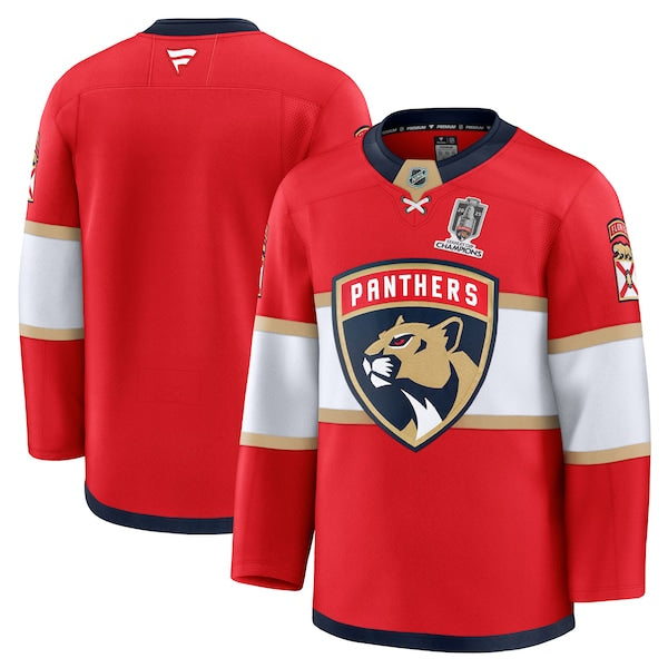 Florida Panthers  Home 2025 Stanley Cup Champions Premium Patched Jersey - Red
