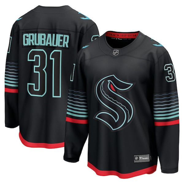 Philipp Grubauer Seattle Kraken  Alternate Breakaway Player Jersey - Black