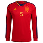 Sergio Busquets Spain National Team adidas 2022/23 Home Replica Long Sleeve Player Jersey - Red