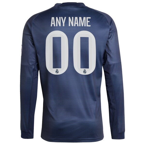 Los Merengues adidas 2025/26 Away Long Sleeve Replica Custom Jersey - Blue/White