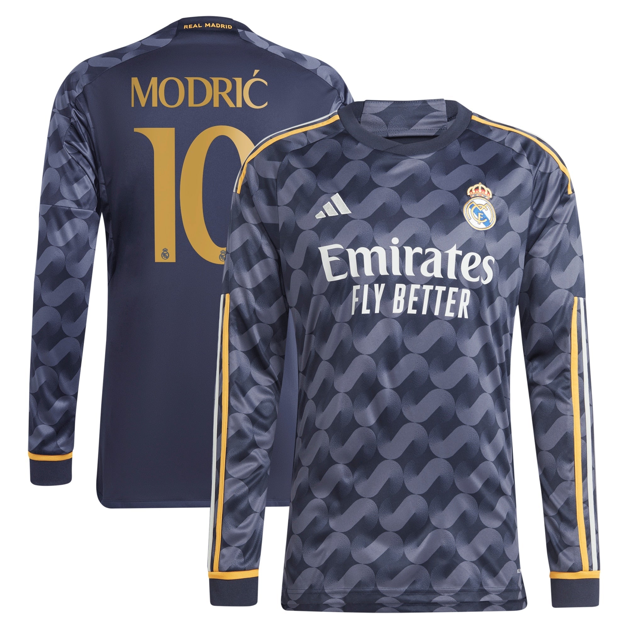 Luka Modric Los Merengues adidas 2023/24 Home Replica Long Sleeve Jersey - White/Navy