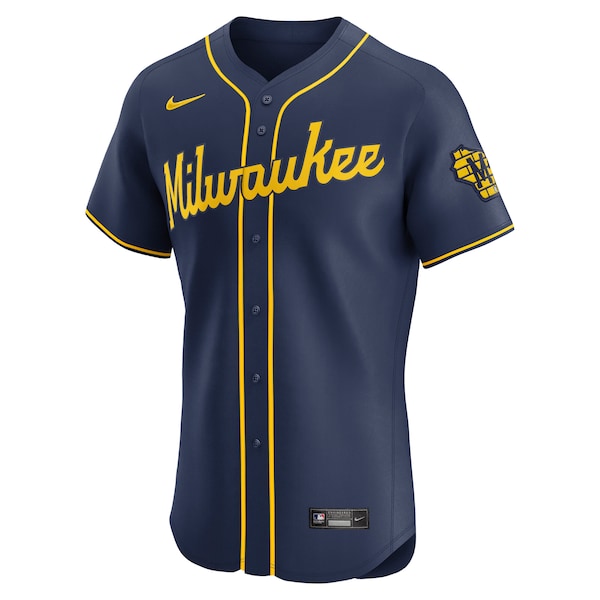 Milwaukee Brewers Nike Alternate 2  Elite Jersey - Navy/Cream