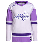 Washington Capitals adidas Hockey Fights Cancer Primegreen Authentic Custom Jersey - White/Purple